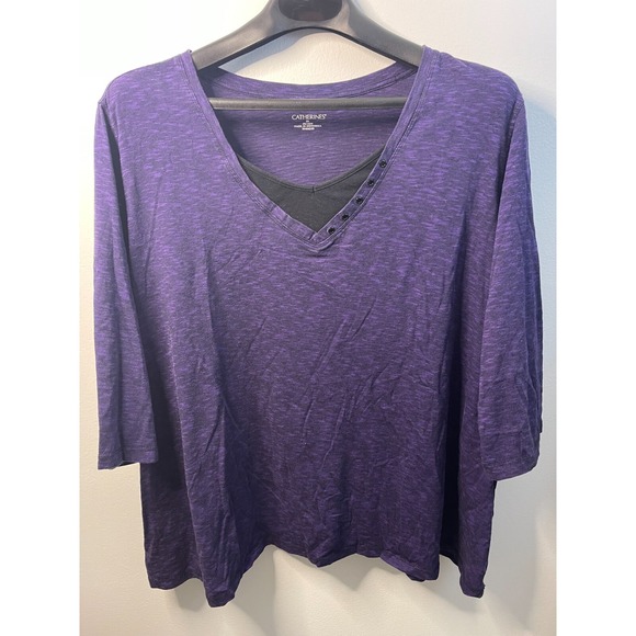 Catherines Womens‎ Blouse Purple & Black Size 26/28 - Picture 1 of 5